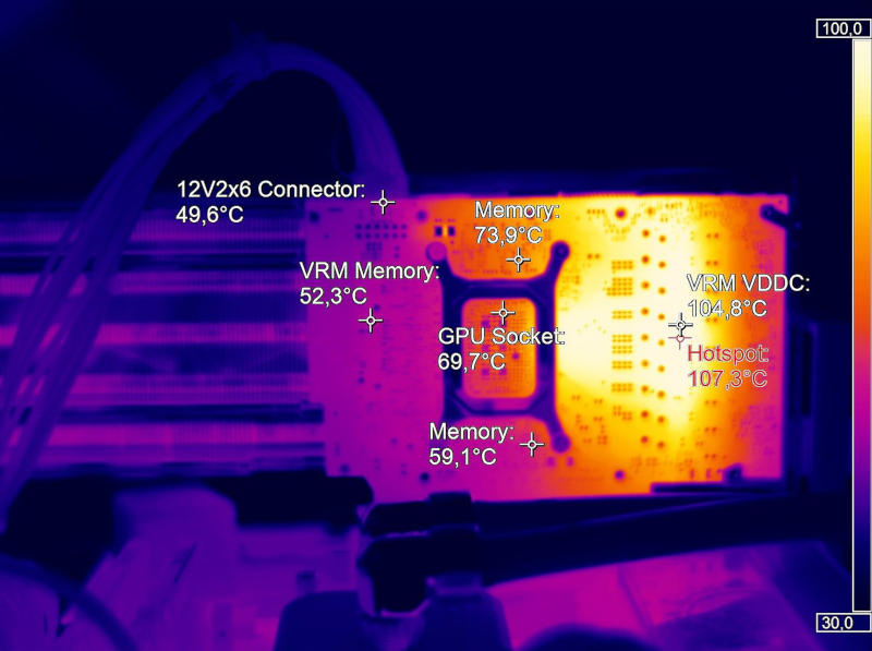  Снимок PNY GeForce RTX 5070 OC с тепловизором 