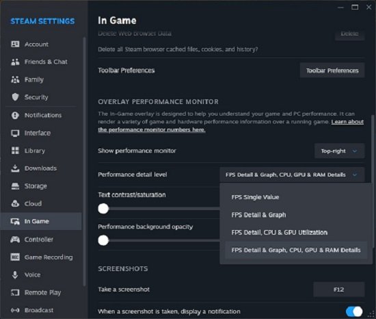  Настройка оверлея производительности (источник изображения: PC Gamer) 