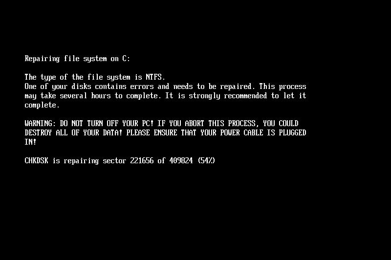  Имитация экрана CHKDSK 