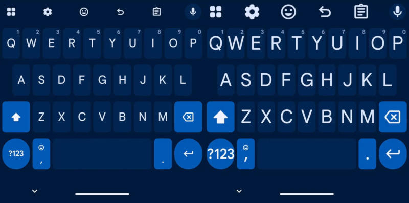  Размеры шрифта 85 % и 200 % в Gboard. Источник изображения: 9to5google.com 