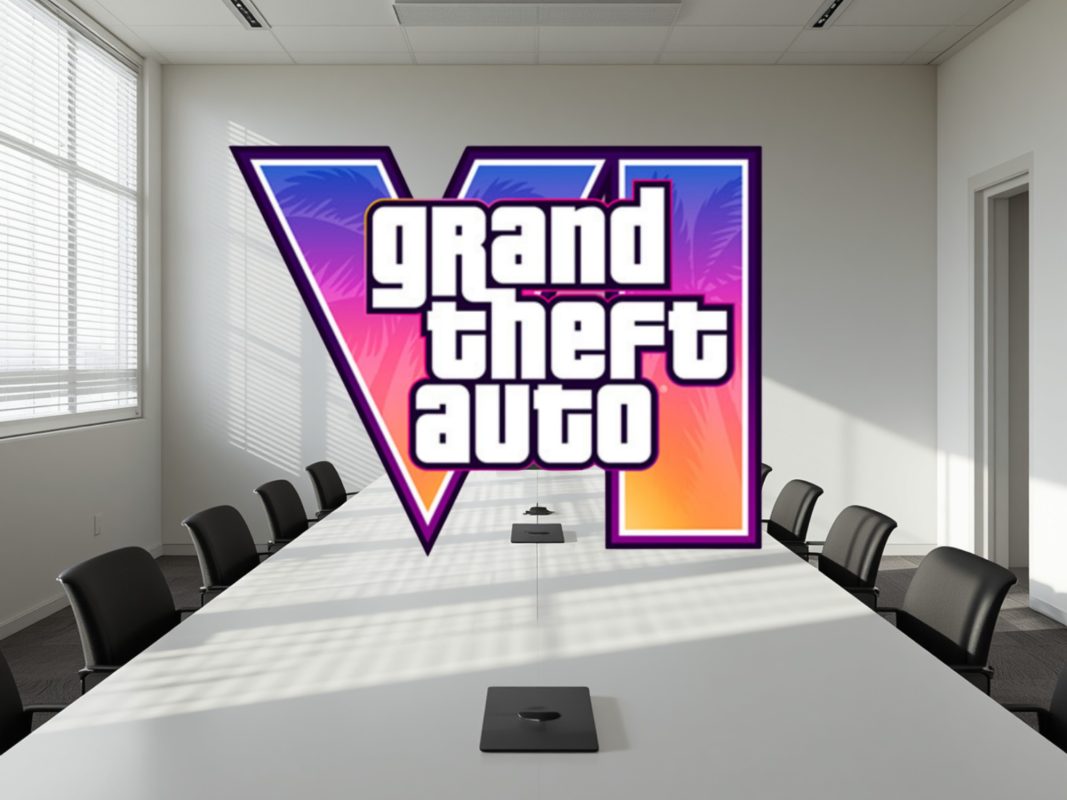 Логотип GTA 6 в зале заседания совета директоров