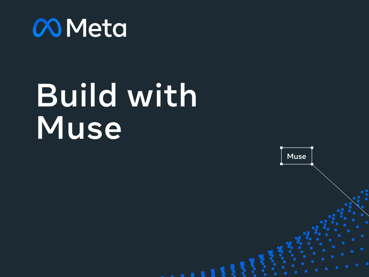 Логотип Meta с надписью Build with Muse на тёмном фоне