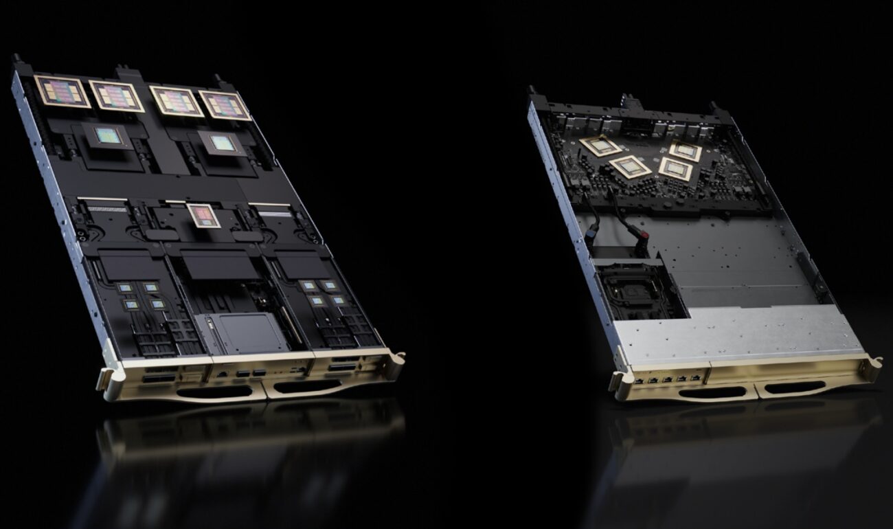 Серверные стойки Nvidia с AI-ускорителями в дата-центре
