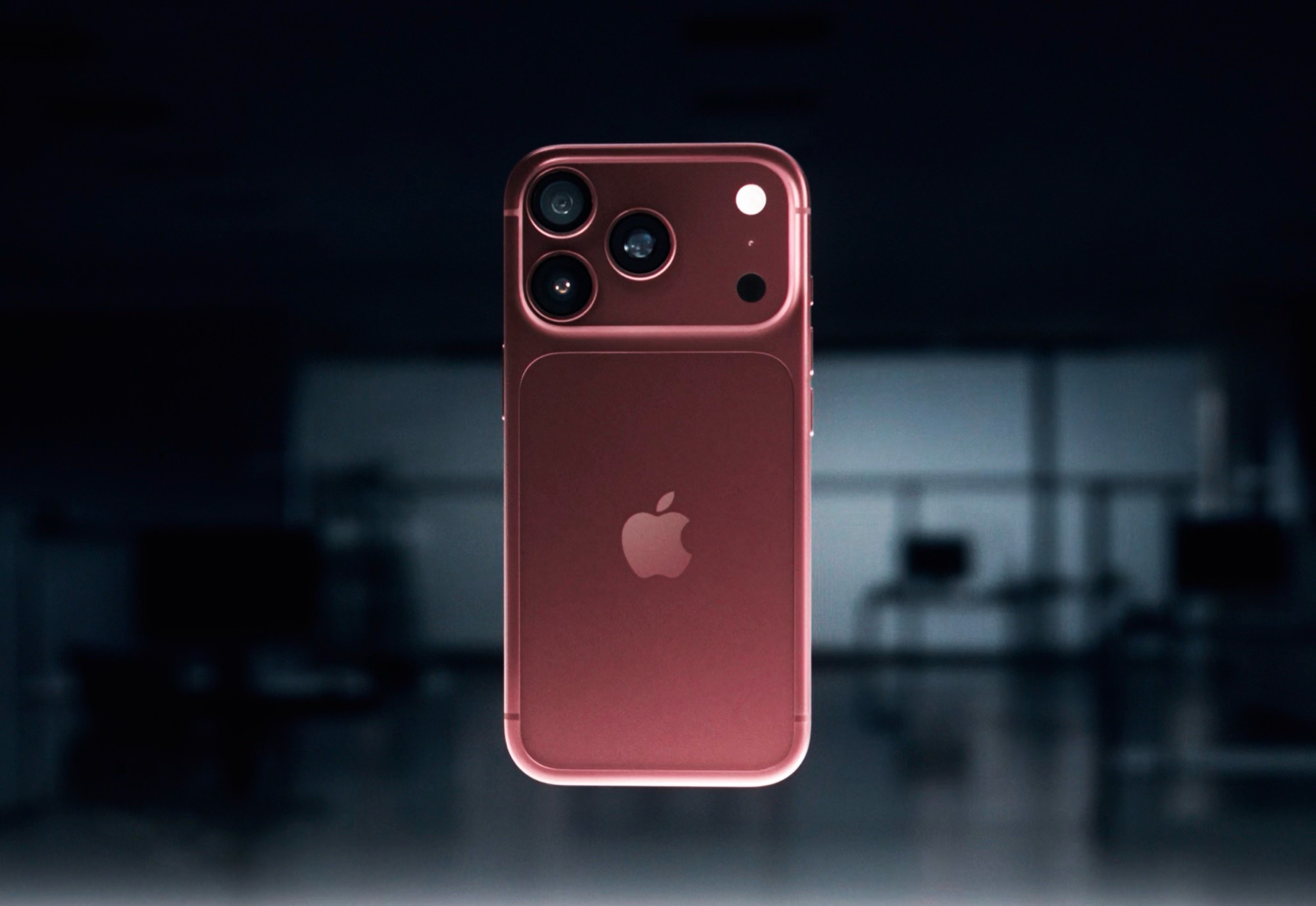 Apple iPhone 18 Pro в цвете Burgundy на белом фоне