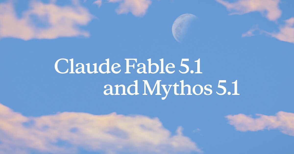 Логотип Claude Fable 5.1 и Mythos 5.1 от Anthropic на тёмном фоне